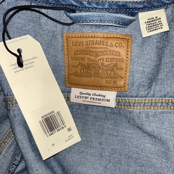 Levi's Women’s Prairie Denim Ruffle Trucker Jacket In Medium Wash Sz M NWT - Picture 11 of 12